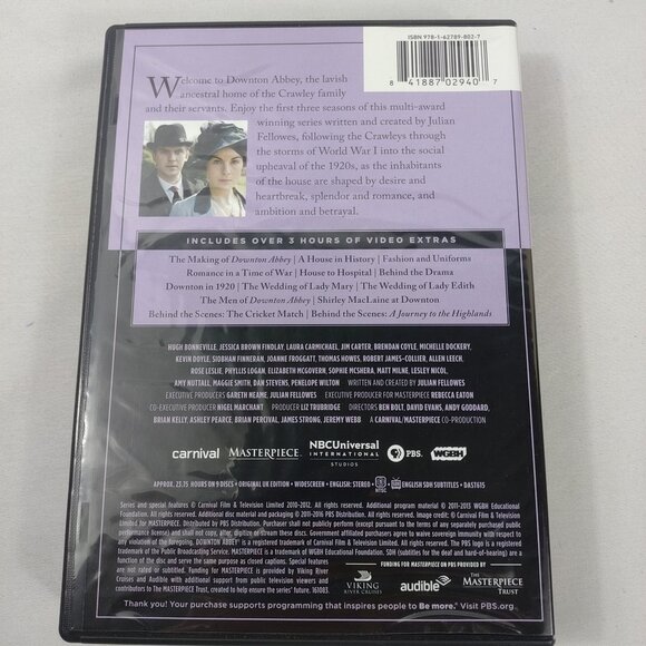 Downton Abbey Seasons 1,2, & 3, by PBS, 9 Disc DVD Set w/ Slipcover Used - Picture 4 of 10